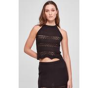 Tanktop URBAN CLASSICS "Urban Classics Damen Ladies Short Crochet Knit Neckholder Top", Damen, Gr. M, schwarz, 100% Polyacryl, unifarben, slim fit, Tops Tanktop (38641139-M) schwarz