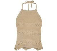 Tanktop URBAN CLASSICS "Urban Classics Damen Ladies Short Crochet Knit Neckholder Top", Damen, Gr. L, softseagrass, 100% Polyacryl, unifarben, slim fit, Tops Tanktop (66754643-L) softseagrass