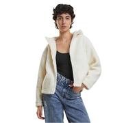 Allwetterjacke URBAN CLASSICS "Urban Classics Ladies Short Hooded Sherpa Jacket", Damen, Gr. L, beige (sandweiß), 100% Polyester, unifarben, casual, normal, ohne Ausschnitt, Langarm, Jacken (16475364-