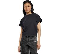 Urban Classics Damen T-Shirt Ladies Short Pigment Dye Cut On Sleeve Tee Black-XS