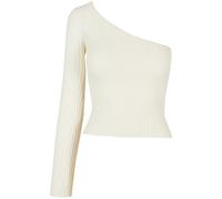 Urban Classics Ladies Short Rib Knit One Sleeve Sweater in Gr. S in Beige
