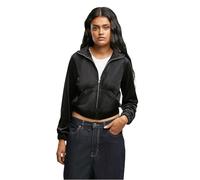 Allwetterjacke URBAN CLASSICS "Urban Classics Ladies Short Velvet Track Jacket", Damen, Gr. M, schwarz, 93% Polyester, 7% Elasthan, unifarben, casual, normal, amerikanischer Ausschnitt, Langarm, Jacke