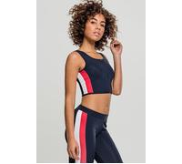 Urban Classics Damen Ladies Side Stripe Cropped Zip Top Top, per Pack Mehrfarbig (Navy/fire red/White 01224), Large (Herstellergröße: L)
