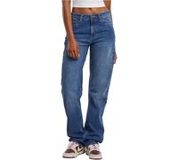 Bequeme Jeans URBAN CLASSICS "Urban Classics Ladies Straight Fit Denim", Damen, Gr. 34, Normalgrößen, rinse washed, 100% Baumwolle, unifarben, normal, Jeans (21099457-34) rinse washed