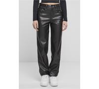 Urban Classics Damenhose Straight Leg Kunstleder Loose Fit Schwarz W30