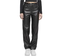 Urban Classics Damen Hose Ladies Straight Leg Synthetic Leather Pants, Damen Hose aus Kunstleder, Loose Fit