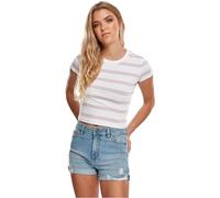 Urban Classics Damen TB3650-Ladies Stripe Cropped Tee T-Shirt, White/girlypink, S