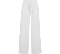 Stoffhose URBAN CLASSICS "Urban Classics Ladies Structured Wideleg Pants", Damen, Gr. XS, US-Größen, weiß, 85% Viskose, 15% Polyimid, unifarben, relaxed fit, Hosen Stoffhose (95252156-XS) weiß