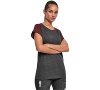 Urban Classics Damen T-Shirt Contrast Raglan Tee Regular Fit Grau/Weinrot Größe L