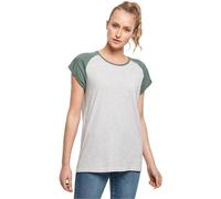 Urban Classics Damen-T-Shirt Contrast Raglan Tee - Regular Fit - Lightgrey/Paleleaf - 3XL