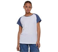 Urban Classics Ladies T-Shirt Contrast Raglan Tee, lässiges Raglan T-Shirt für Frauen, Regular Fit, white/vintageblue, 5XL