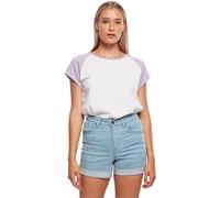 Urban Classics Ladies T-Shirt Contrast Raglan Tee, lässiges Raglan T-Shirt für Frauen, Regular Fit, White/Lilac, XS