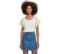 Urban Classics Ladies T-Shirt Contrast Raglan Tee, lässiges Raglan T-Shirt für Frauen, Regular Fit, White/softyellow, XS