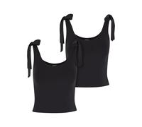 Urban Classics Damen T-Shirt Ladies Tied Basic Jersey Top 2-Pack TB7520A Black/Black-M
