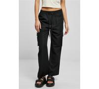 Stoffhose URBAN CLASSICS "Damen Ladies Vicose Straight Leg Cargo Pants" Gr. S, US-Größen, schwarz (black) Damen Hosen Stoffhosen (32853317-S)