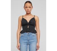 Urban Classics - Ladies Waffle Pique Ruffle Black - Oberteil - Schwarz - XS - 65% Baumwolle, 35% Polyester,Jersey Schwarz XS