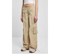 Urban Classics Ladies Wide Crinkle Nylon Cargo Pants Concrete Größe: L | Cargohosen Outlet | Damen | Grau