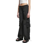 Stoffhose URBAN CLASSICS "Damen Ladies Wide Crinkle Nylon Cargo Pants" Gr. M, US-Größen, schwarz (black) Damen Hosen Stoffhosen (88841009-M)
