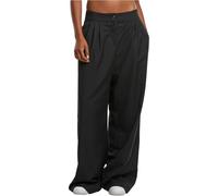 Stoffhose URBAN CLASSICS "Urban Classics Ladies Wide Leg Pants", Damen, Gr. 31, Normalgrößen, schwarz, 80% Polyester, 20% Elasthan, unifarben, loose fit, Hosen (70700063-31) schwarz