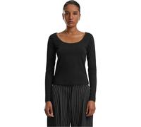Urban Classics Longsleeve Ladies Wide Neck Damen 100% Baumwolle Slim-Fit Balconnet Schwarz S