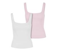 Muskelshirt URBAN CLASSICS "Urban Classics Ladies Wide Neck Rib Top 2-Pack", Damen, Gr. XXL, weiß, blushedrose, 95% Baumwolle, 5% Elasthan, unifarben, normal, eckiger Ausschnitt, Shirts (38431439-XXL)