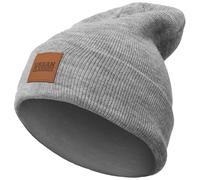 Urban Classics Leatherpatch Long Beanie Mütze grau meliert