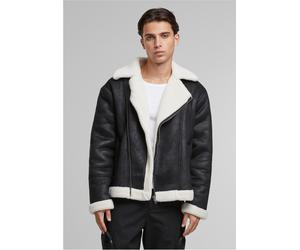 Urban Classics Lederjacke Shearling Biker Jacket TB7048 Black/Whitesand-S