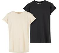 Urban Classics Mädchen T-Shirt Girls Extended Shoulder Tee 2 Pack, 2er Pack T-Shirt für Mädchen, whitesand/black, 122/128
