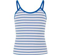 Muskelshirt URBAN CLASSICS "Urban Classics Girls Striped Rib Basic Top", Mädchen, Gr. 122/128, weiß, royal, 96% Baumwolle, 4% Elasthan, gestreift, slim fit, Racerback, Shirts (23827428-122) weiß, roya