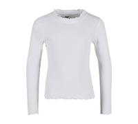 Longsleeve URBAN CLASSICS "Urban Classics Damen Girls Short Rib Longsleeve", Mädchen, Gr. 146/152, weiß, 97% Baumwolle, 3% Elasthan, unifarben, slim fit, Rundhals, Shirts (53432743-146) weiß