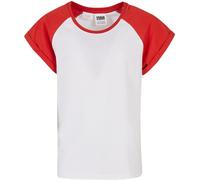 Urban Classics T-Shirt Contrast Raglan – Damen/Girls – Weiß/hugered – Größe 110/116