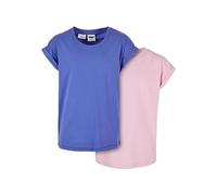Urban Classics Mädchen T-Shirt Girls Organic Extended Shoulder Tee 2-Pack Purpleday/Girlypink-110/116