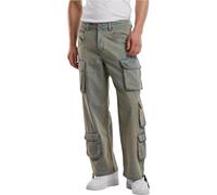 Cargohose URBAN CLASSICS "Urban Classics Multi Pocket Denim Cargo", Herren, Gr. 34, Normalgrößen, new light blau dirty washed, 100% Baumwolle, unifarben, relaxed fit, Hosen Cargohose (56346634-34) new