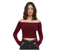 Urban Classics Ladies Off Shoulder Glitter Longsleeve in Gr. XL in Rot