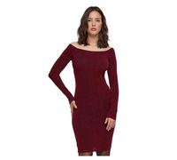 Urban Classics Damen TB6144-Ladies Off Shoulder Longsleeve Glitter Dress Kleid, Burgundy, XL