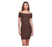 Urban Classics Damen Kleid Ladies Off Shoulder Rib Dress, schulterfreies Kleid für Frauen, Slim Fit, brown, M