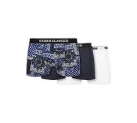 Urban Classics Organic Boxer Shorts 3-Pack - Herren Boxershorts aus Bio-Baumwolle mit Elastikbund und Branding, komfortable Passform, Bandana Navy+Navy+White, XS
