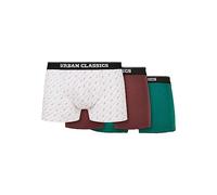 Urban Classics Organic Boxer Shorts 3-Pack - Herren Boxershorts aus Bio-Baumwolle mit Elastikbund und Branding, komfortable Passform, Scrpt clrfl+Cherry+treegreen, XL