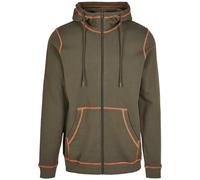 Urban Classics Organic Contrast Flatlock Stitched Zip Hoody TB3944 Olive/Rustred-S