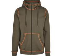 Urban Classics Organic Contrast Flatlock Stitched Zip Hoody Olive/rustred S