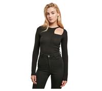 Kurzarmshirt URBAN CLASSICS "Urban Classics Damen Ladies Organic Cut Out Longsleeve Body", Damen, Gr. XL, schwarz, 95% Baumwolle, 5% Elasthan, unifarben, slim fit, Rundhals, Shirts (51117549-XL) schwa