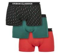 Urban Classics Herren Boxershorts Organic X-Mas 3er-Pack Nicolaus AOP Treegreen/Popred