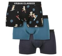 Urban Classics Boxershorts Organic X-Mas 3er-Pack Teddy AOP/Jasper/Navy Größe M