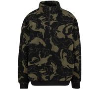 Urban Classics Pullover Oversized Pattern Teddy Troyer Halbreißverschluss Fleece Herren S oliveswirl