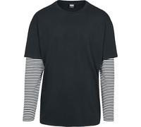 Urban Classics Oversized Double Layer Striped LS Tee Langarmshirt schwarz weiß in L