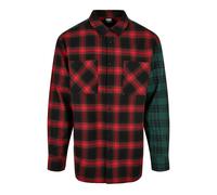 Urban Classics Oversized Mix Check Shirt Black/red/green Größe: M | Casual hemden Outlet | Herren | Schwarz