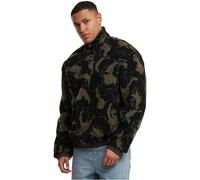 Urban Classics Herren Sweater Oversized Pattern Teddy Troyer mit Halbreißverschluss Olive Swirl 3XL
