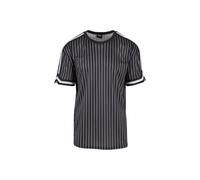 Urban Classics Herren Oversized Mesh-T-Shirt gestreift Rundhals Regular-Fit L Schwarz/Weiß