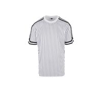 Urban Classics Herren T-Shirt Oversized Striped Mesh Tee - gestreift, Rundhals, Weiß/Schwarz, L