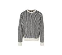 Rundhalspullover URBAN CLASSICS "Urban Classics Herren Oversized Two Tone Sweater", Herren, Gr. L, sandweiß, schwarz, 100% Polyacryl, unifarben, oversize, Rundhals, Pullover Rundhalspullover (74410503